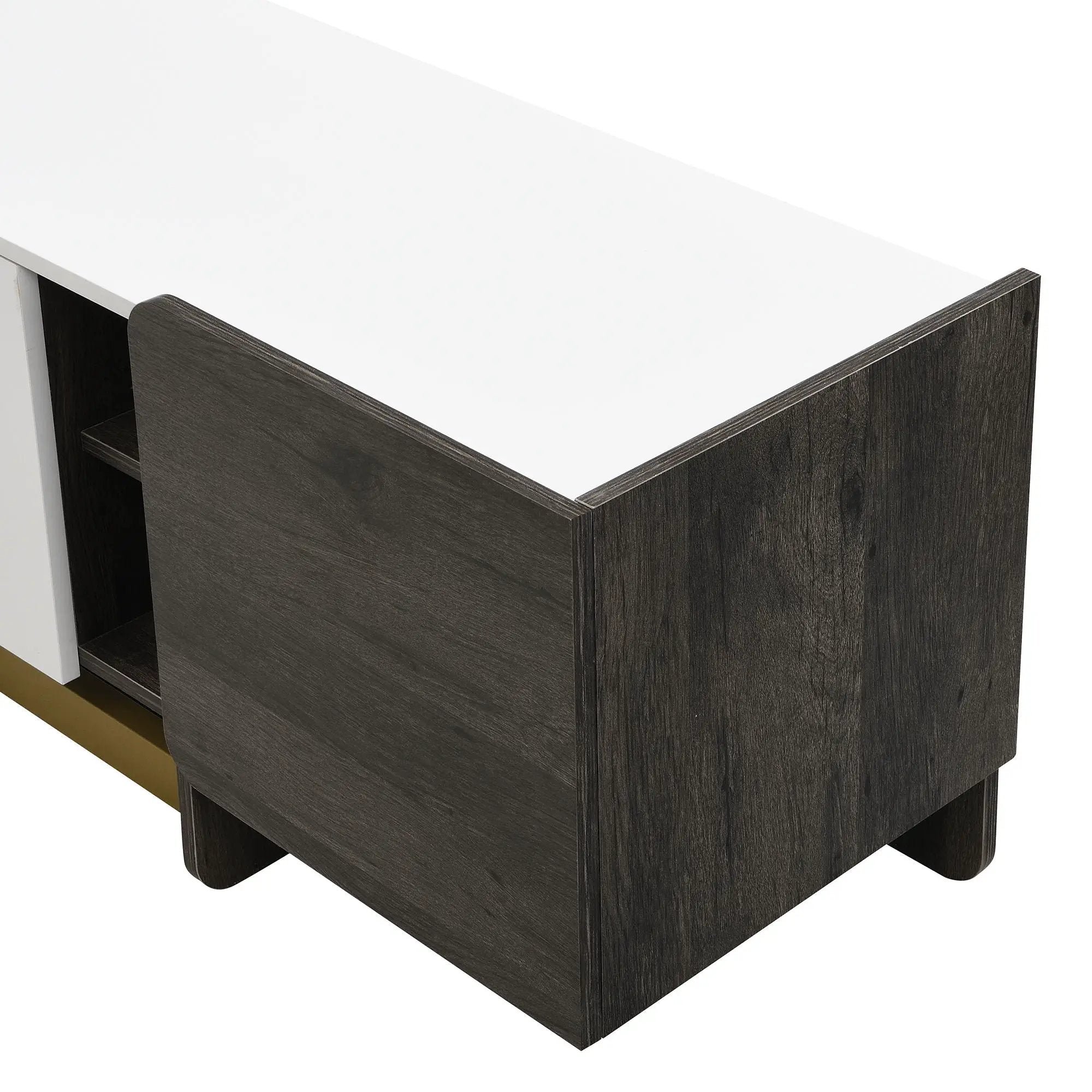 TV Stand With 1 Drawer, 2 Cabinets And Adjustable Shelves by HouseOfZazla