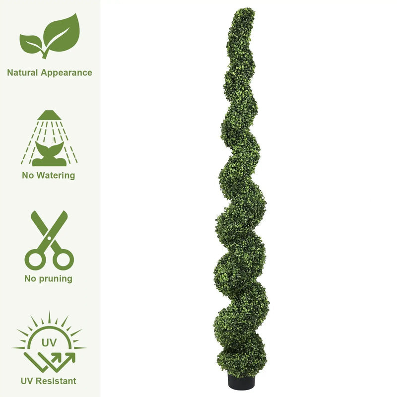 7FT Spiral Topiary Trees Artificial Outdoor Faux Boxwood Plants by HouseOfZazla