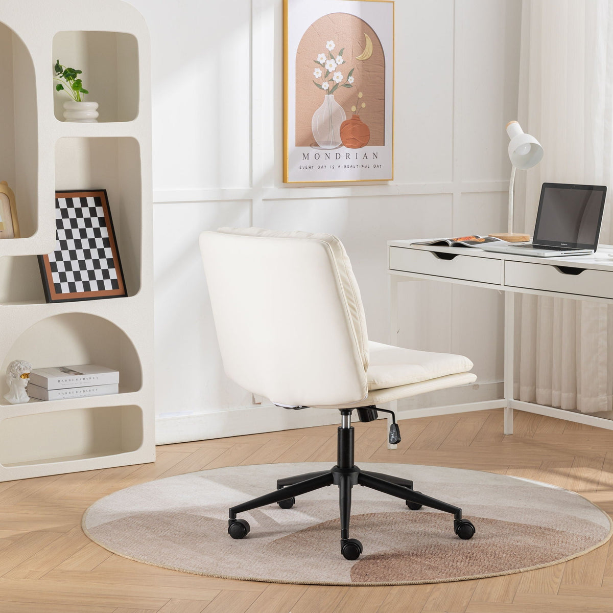 Adjustable Swivel Criss-Cross Chair with Wide Seat - White, photo 3 of 4