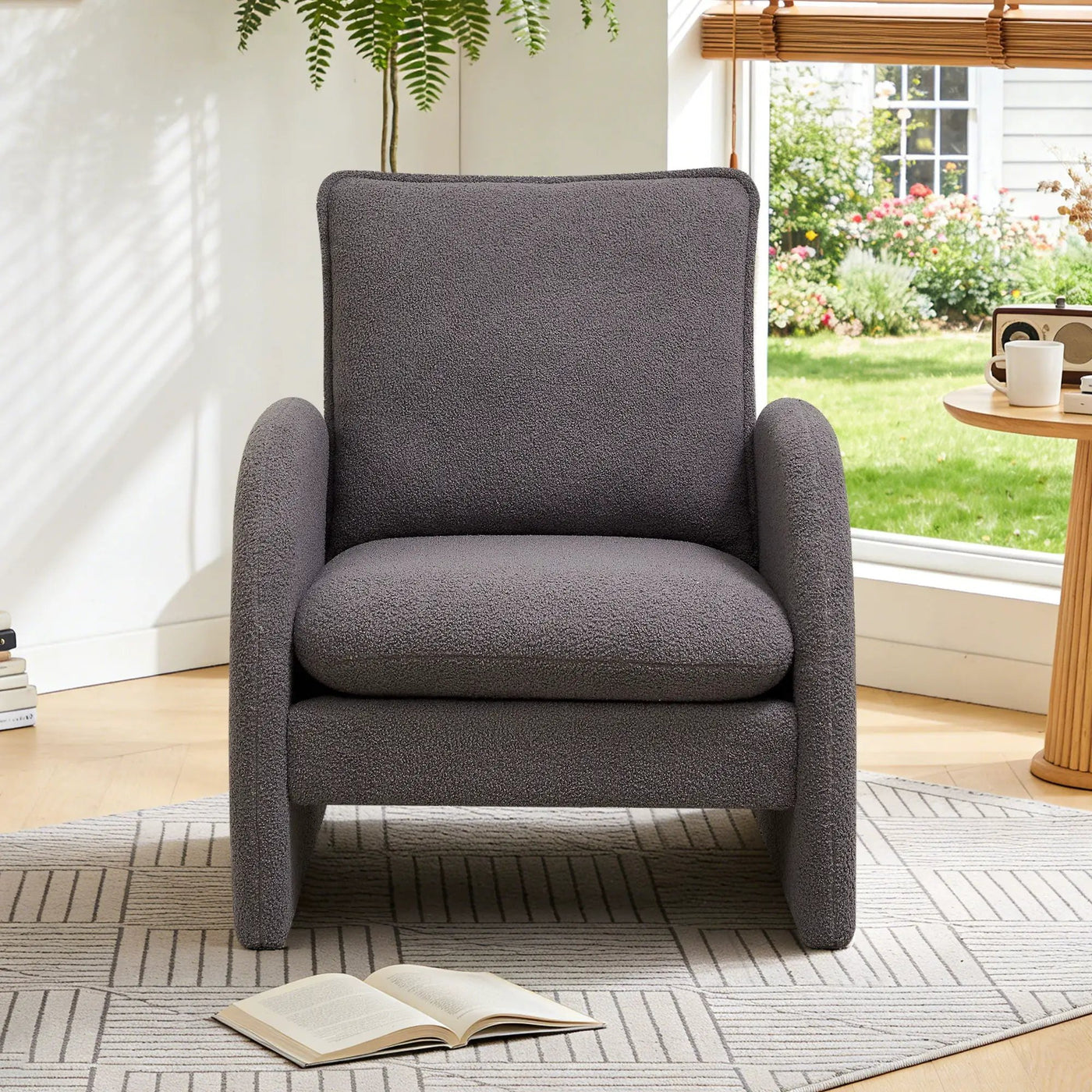Modern Sherpa Upholstered Accent Chair, Comfortable Living Room Armchair, Lounge Chair For Bedroom, And Office by HouseOfZazla