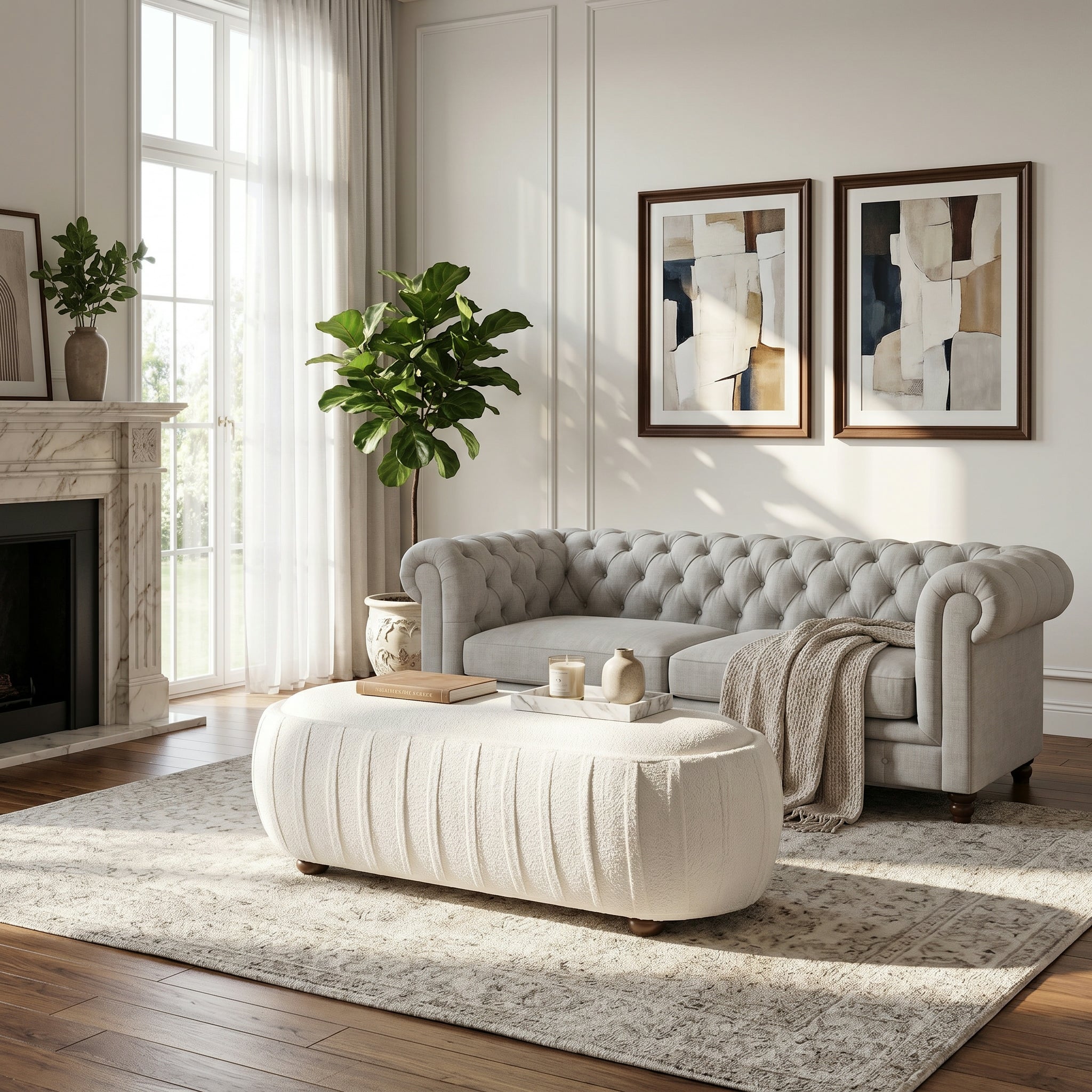 Upholstered Ottoman, Oval Shape by HouseOfZazla