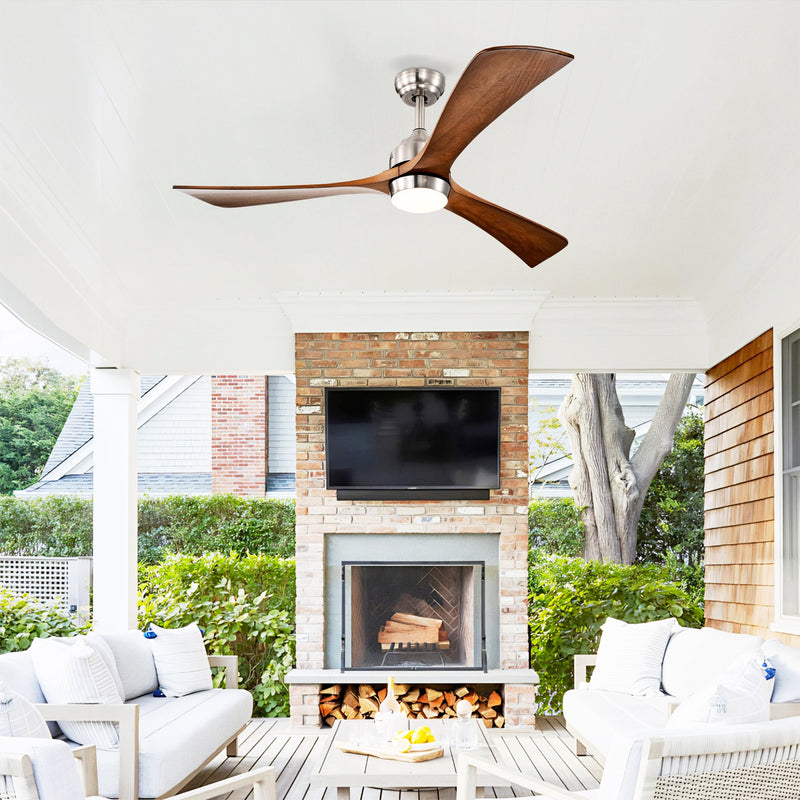 52" Solid Wood Blades Ceiling Fan with Lights and Remote Control by HouseOfZazla