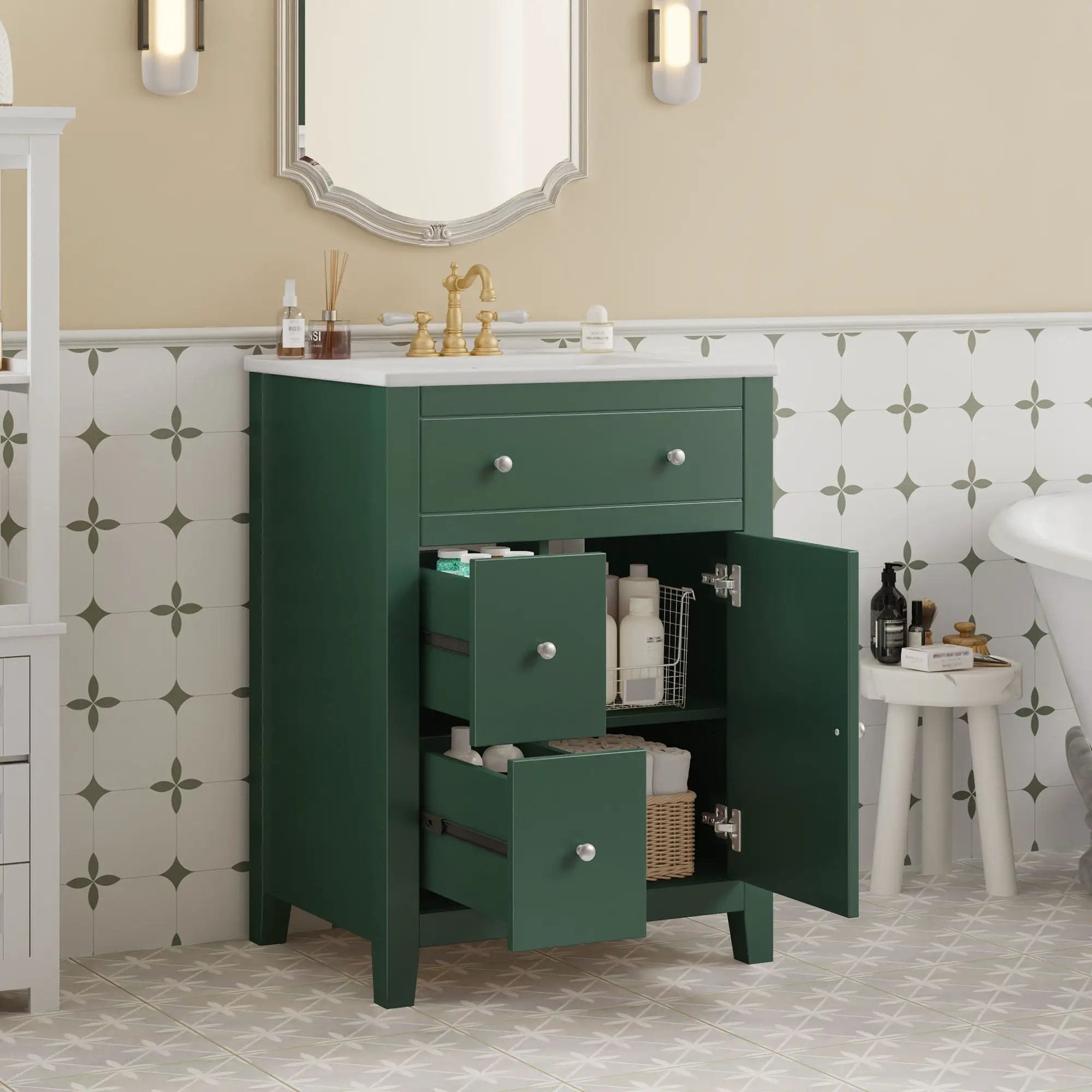 Bathroom Vanity With Basin, Rectangular Cabinet With 2 Drawers And Soft Closing Door by Unique Piece Furniture
