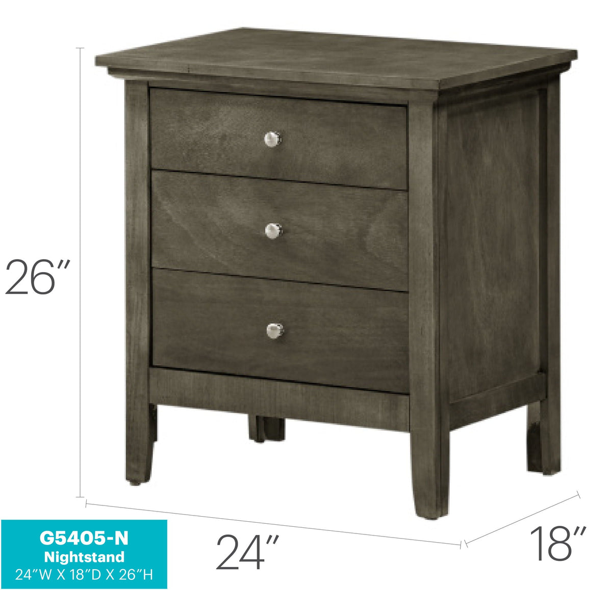 3 Drawer Nightstand with Dove Tailed Drawers - Multiple Colors, photo 27 of 40