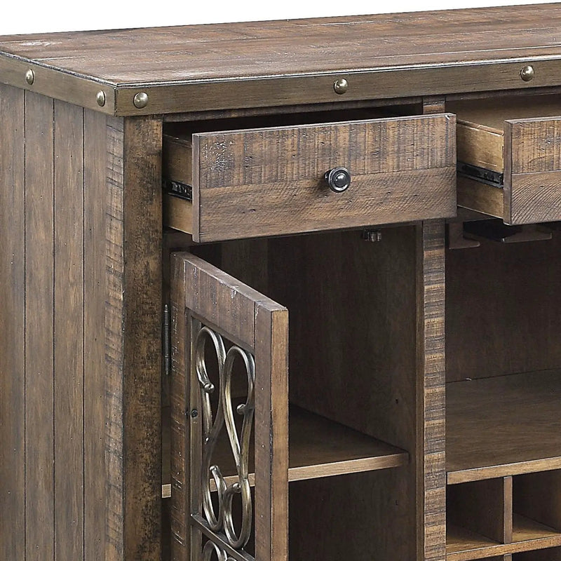 Raphaela Server With Cup Holder & Wine Rack - Cherry by HouseOfZazla
