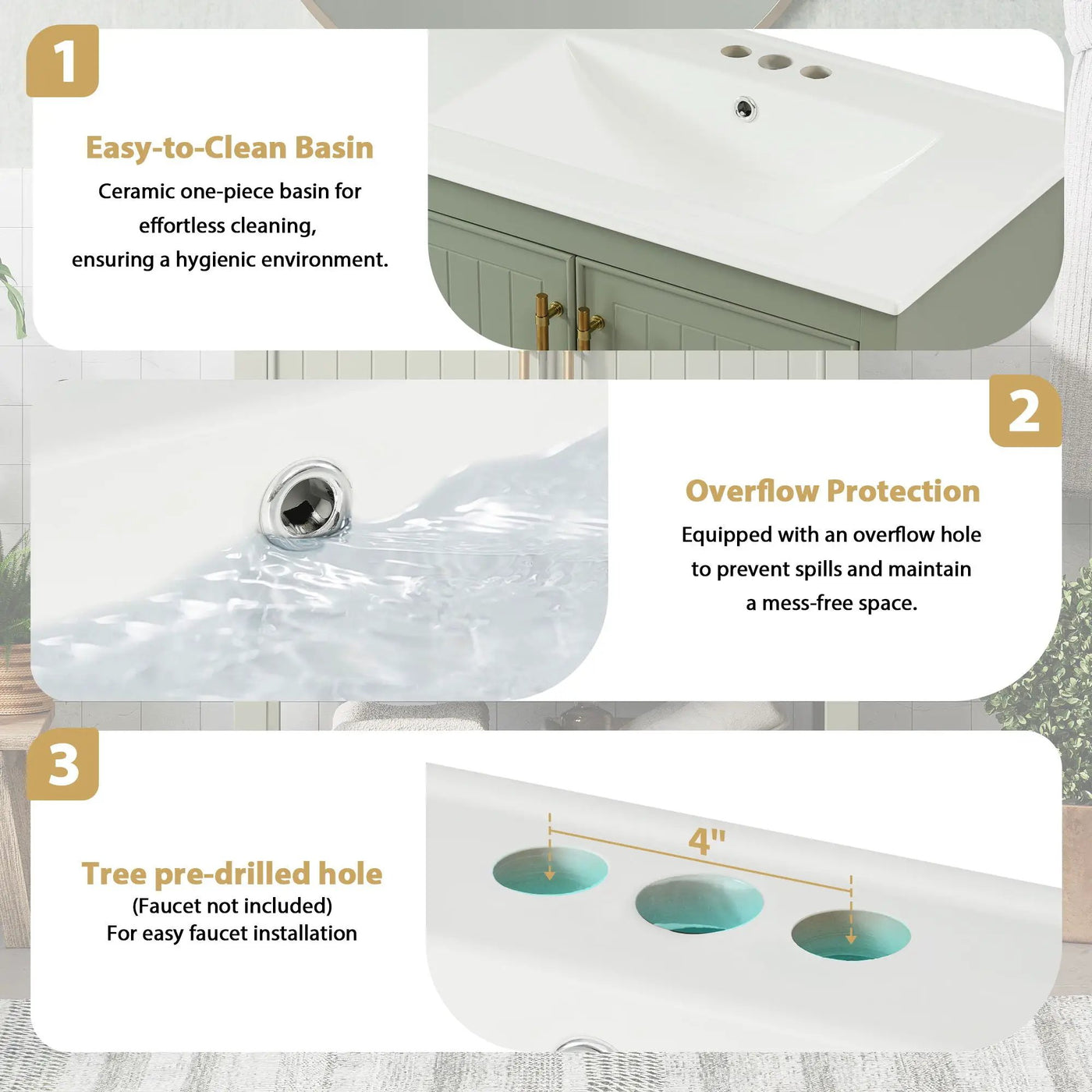 Elegant Bathroom Vanity With Ceramic Sink And Versatile Storage by HouseOfZazla