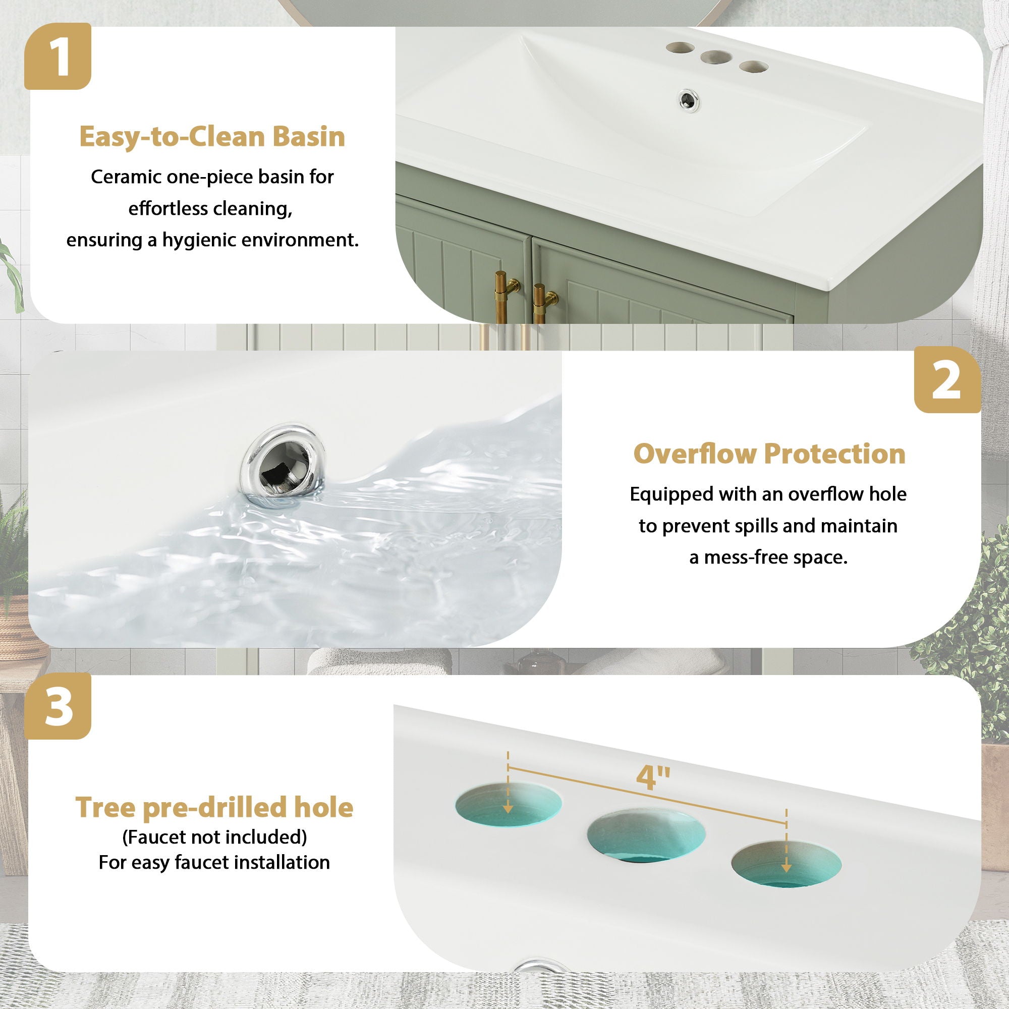 Elegant Bathroom Vanity With Ceramic Sink And Versatile Storage by HouseOfZazla