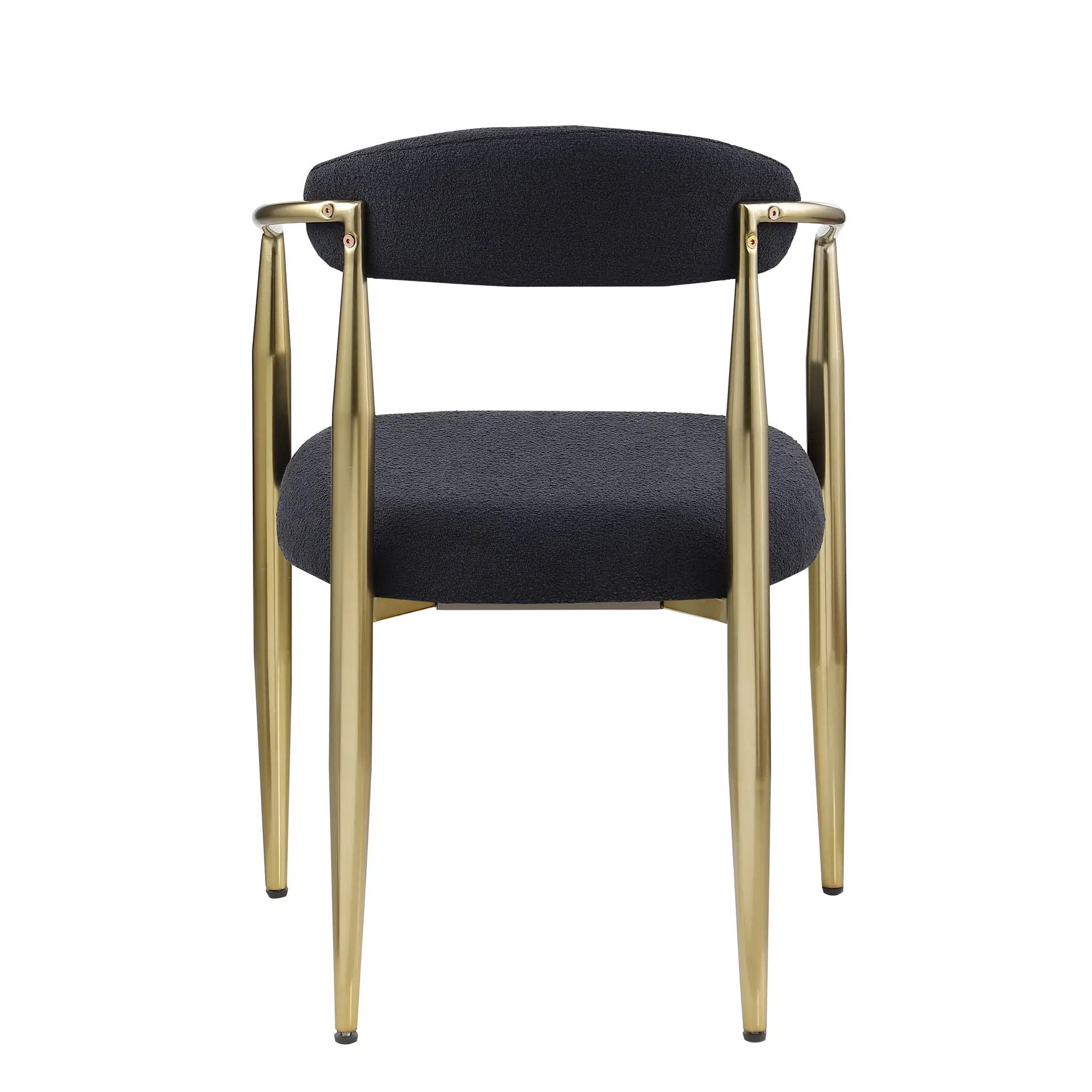 Dining Chairs (Set of 2), Mid-Century Modern Dining Chairs, Kitchen Dining Room Chairs, Round Boucle Backrest Sherpa Dining Chair With Metal Legs by HouseOfZazla