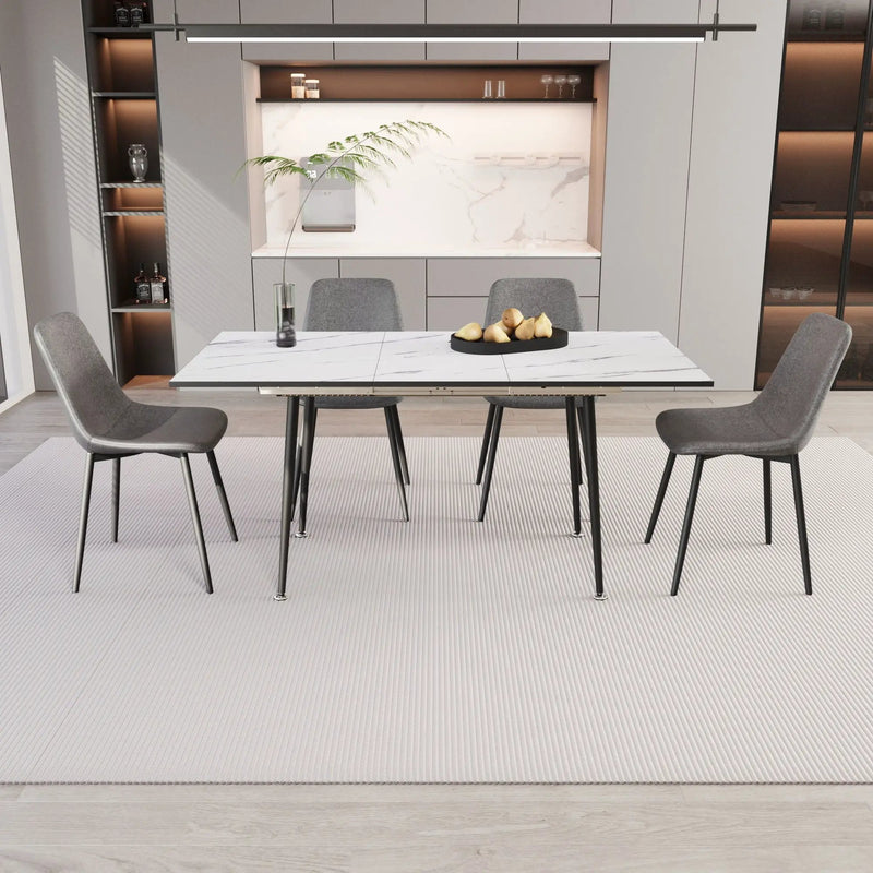 Modern Extendable Dining Table And Chair Set by Unique Piece Furniture