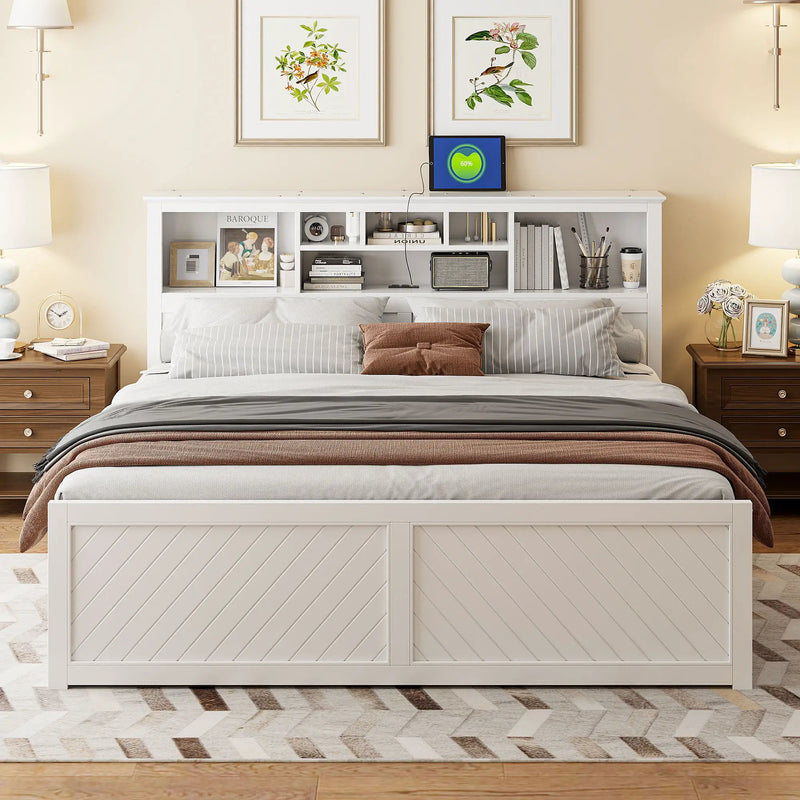 Platform Bed With Multi Storage Headboard, USB And Drawers by Unique Piece Furniture