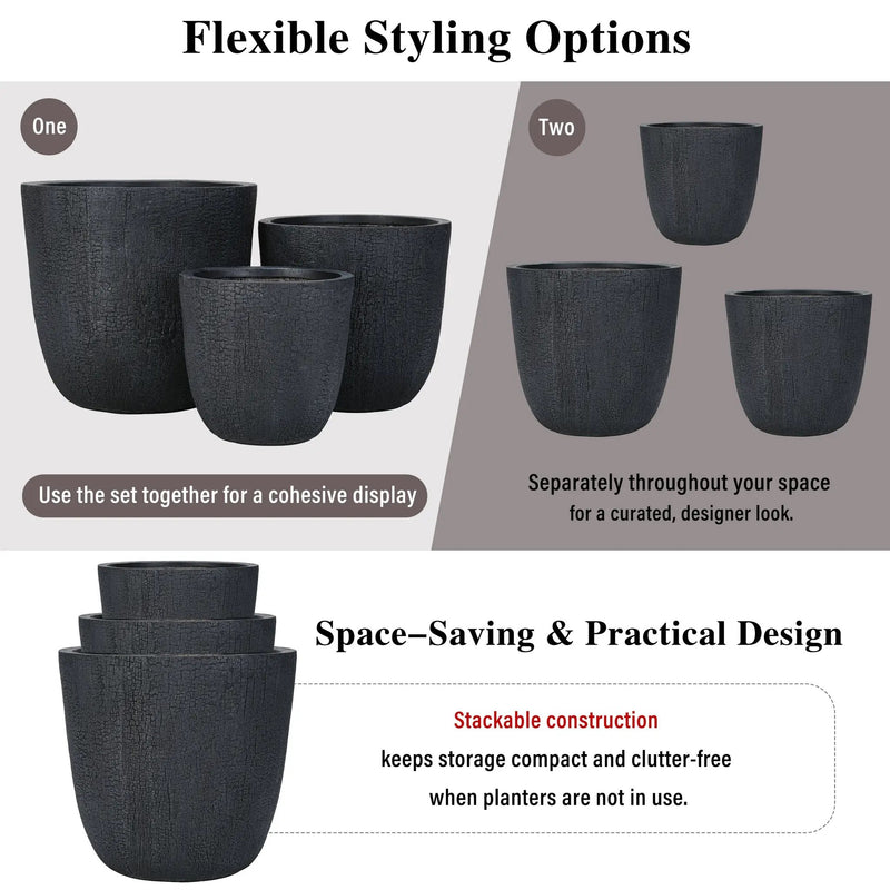 U_STYLE Lightweight MGO Planter Set of 3 by HouseOfZazla