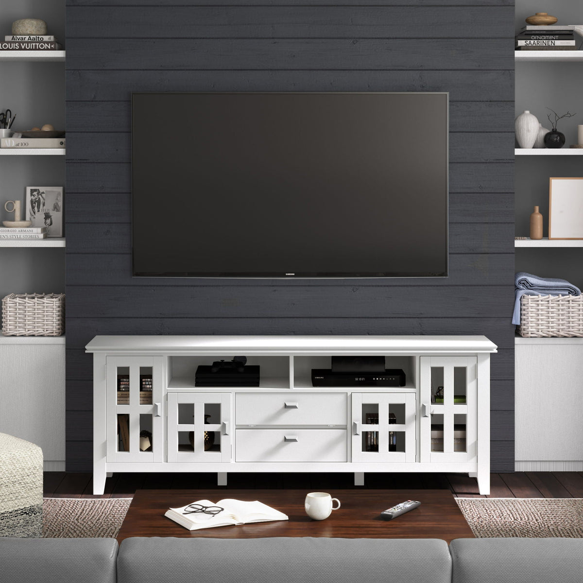 Artisan TV Media Stand with Flip-Down Drawer Storage - Multiple Colors, photo 29 of 40