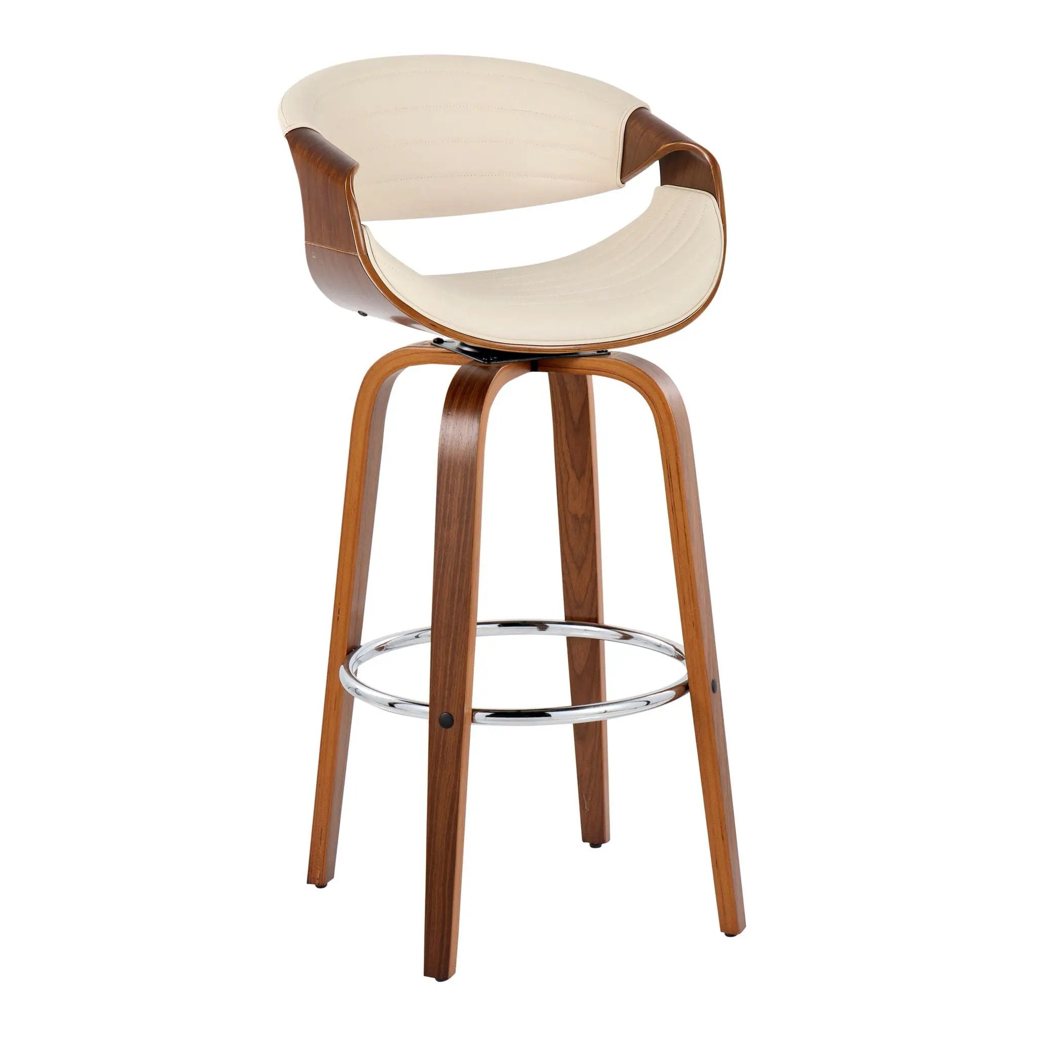 Symphony - Mid Century Modern Fixed Height Barstool With Swivel With Round Footrest (Set of 2) by Unique Piece Furniture