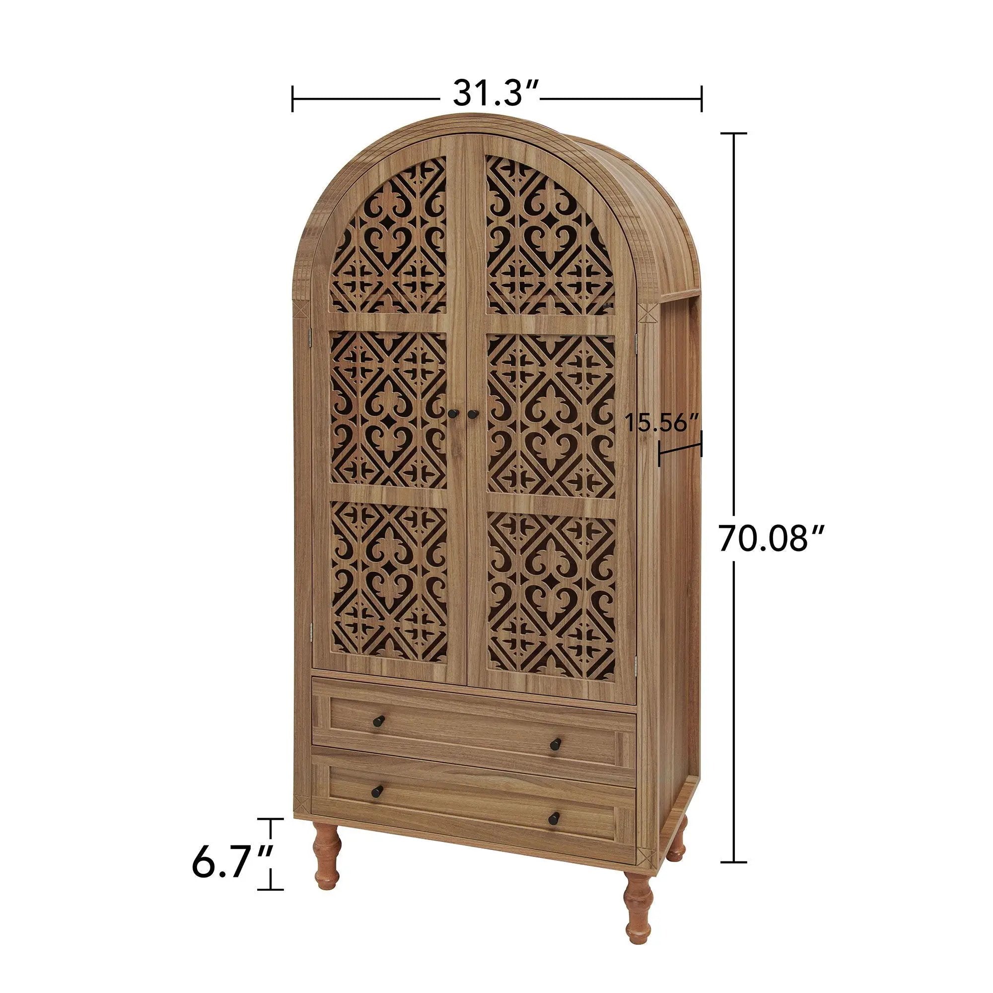 Tall Kitchen Pantry Cabinet With Hollow Carved Doors by HouseOfZazla