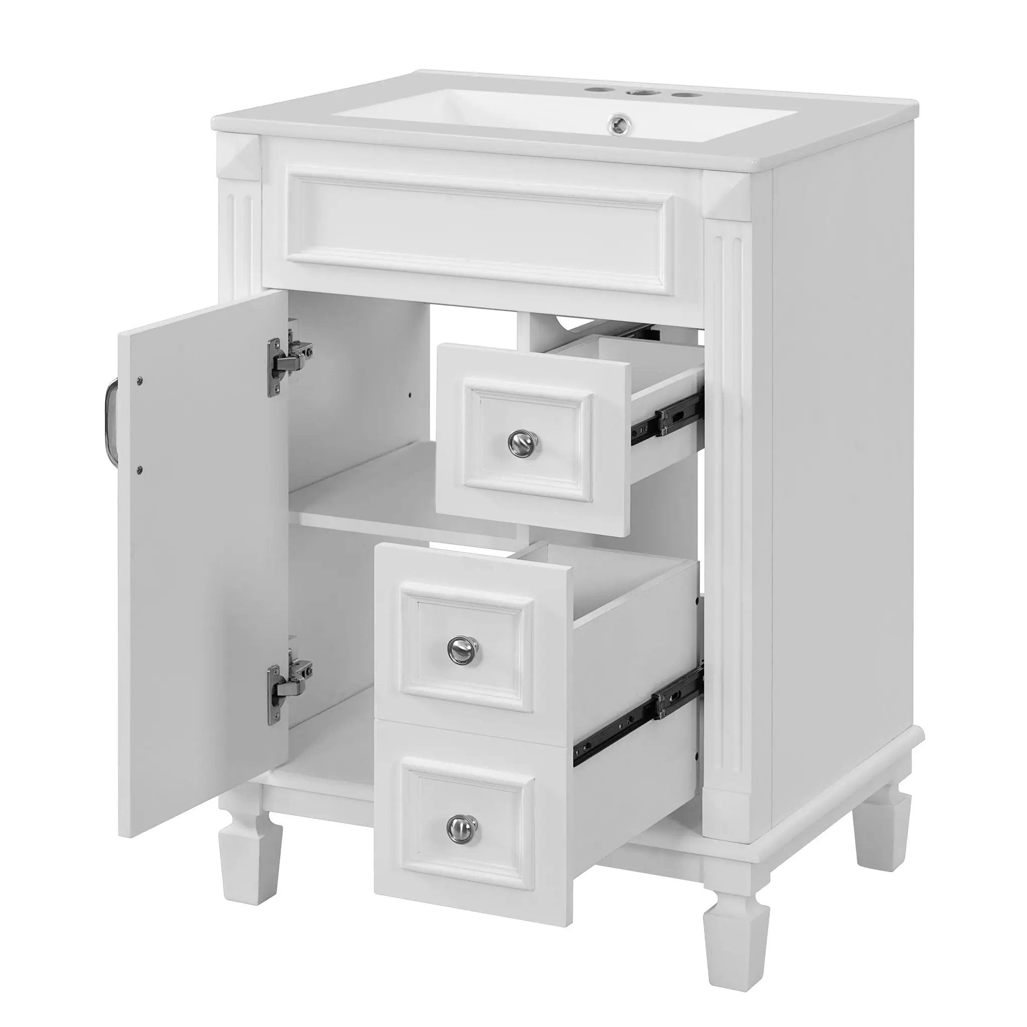 Bathroom Vanity With Sink, Compact Cabinet & 2 Drawers And Adjustable Shelf by Unique Piece Furniture