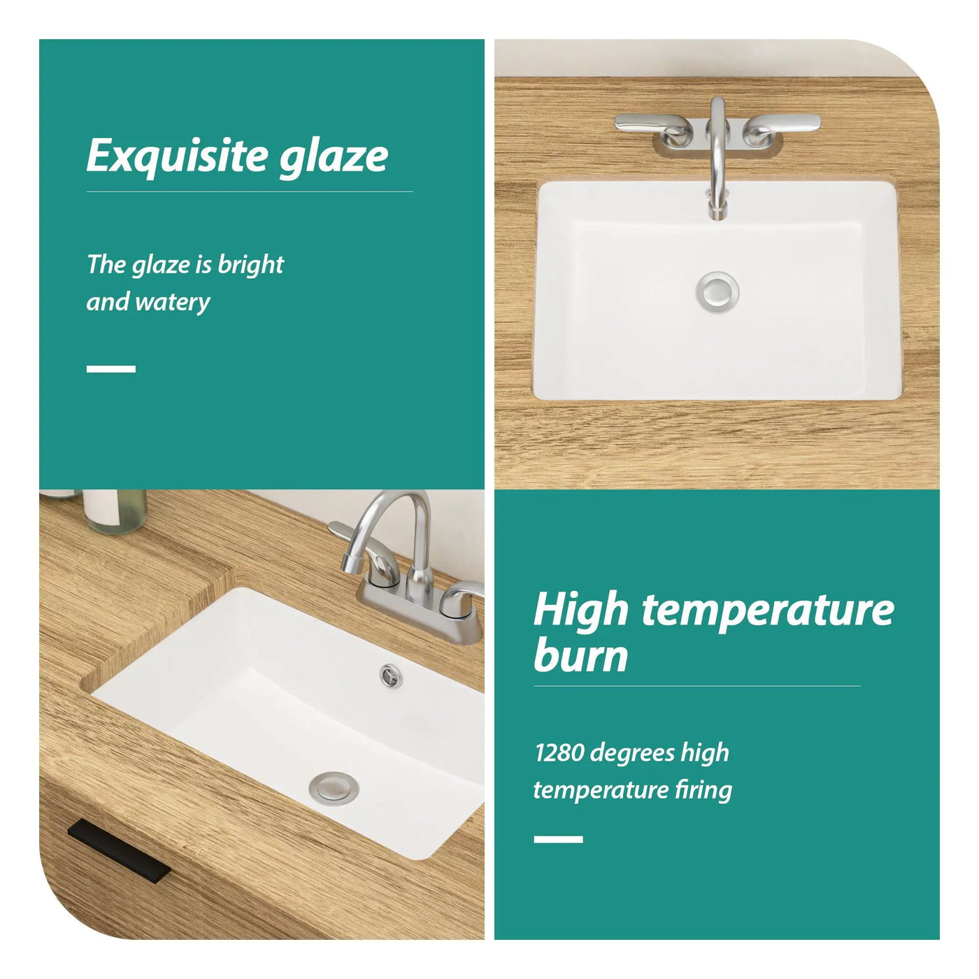 Modern Ceramic Rectangular Undermount Bathroom Sink With Overflow by HouseOfZazla