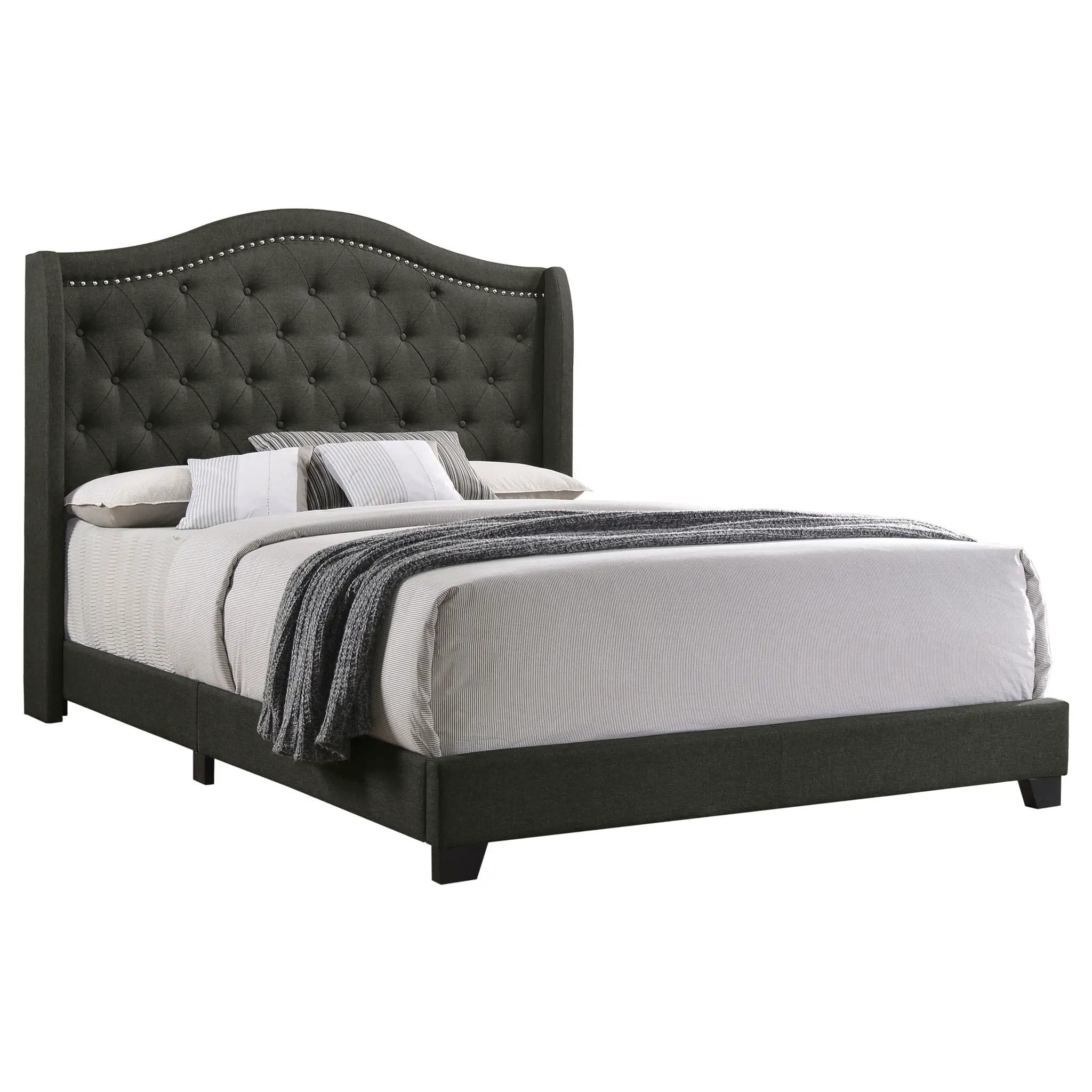 Sonoma Upholstered Full Wingback Bed Grey by Unique Piece Furniture