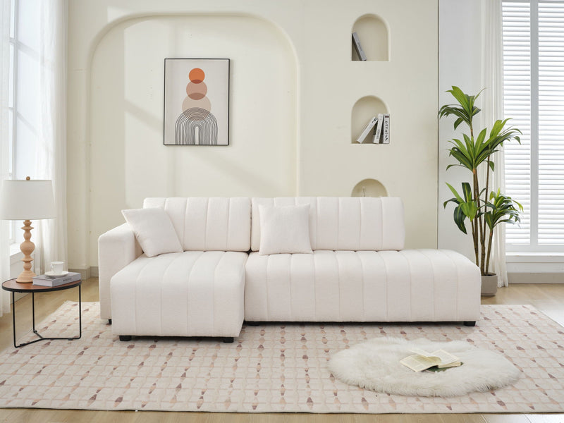 Jessica - Lamb Wool Sectional Sofa With Chaise, Versatile Configuration by HouseOfZazla