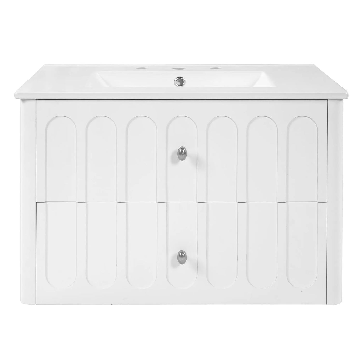 Floating Bathroom Vanity With Oval Knobs & Round Edge, Soft Close Drawer Slides by HouseOfZazla