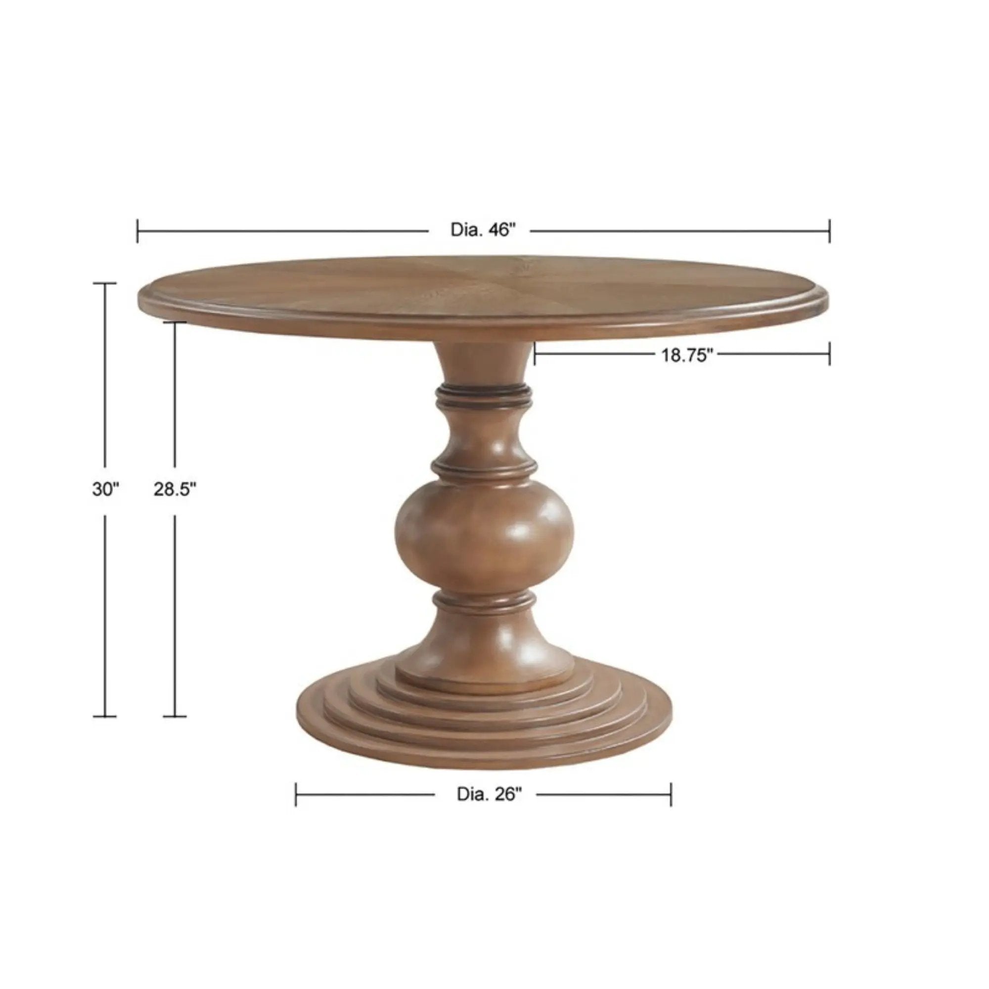 Round Pedestal Dining Table - Walnut by HouseOfZazla