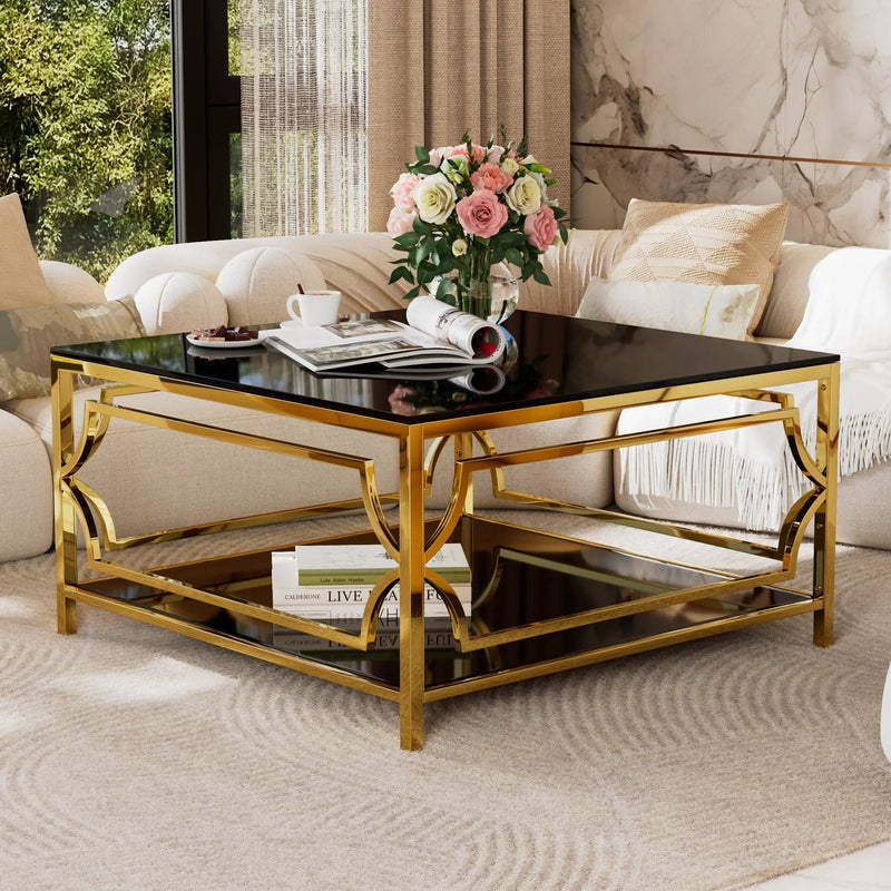 Square Glass Coffee Table in 33.5" by HouseOfZazla