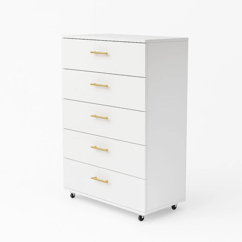 5 Drawer Dresser With Handles - White