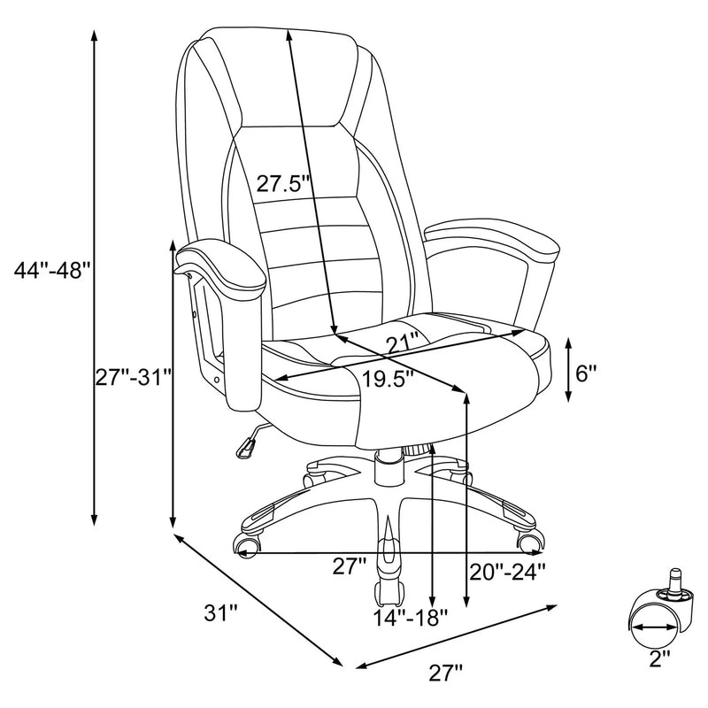 Office Chair With Base, Height Adjustable For Home & Workspaces - Black by HouseOfZazla