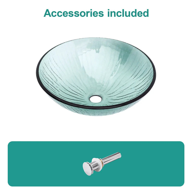 Vessel Sink With Trim, Round Bowl, Pop Up Drain (No Faucet) - Green by HouseOfZazla