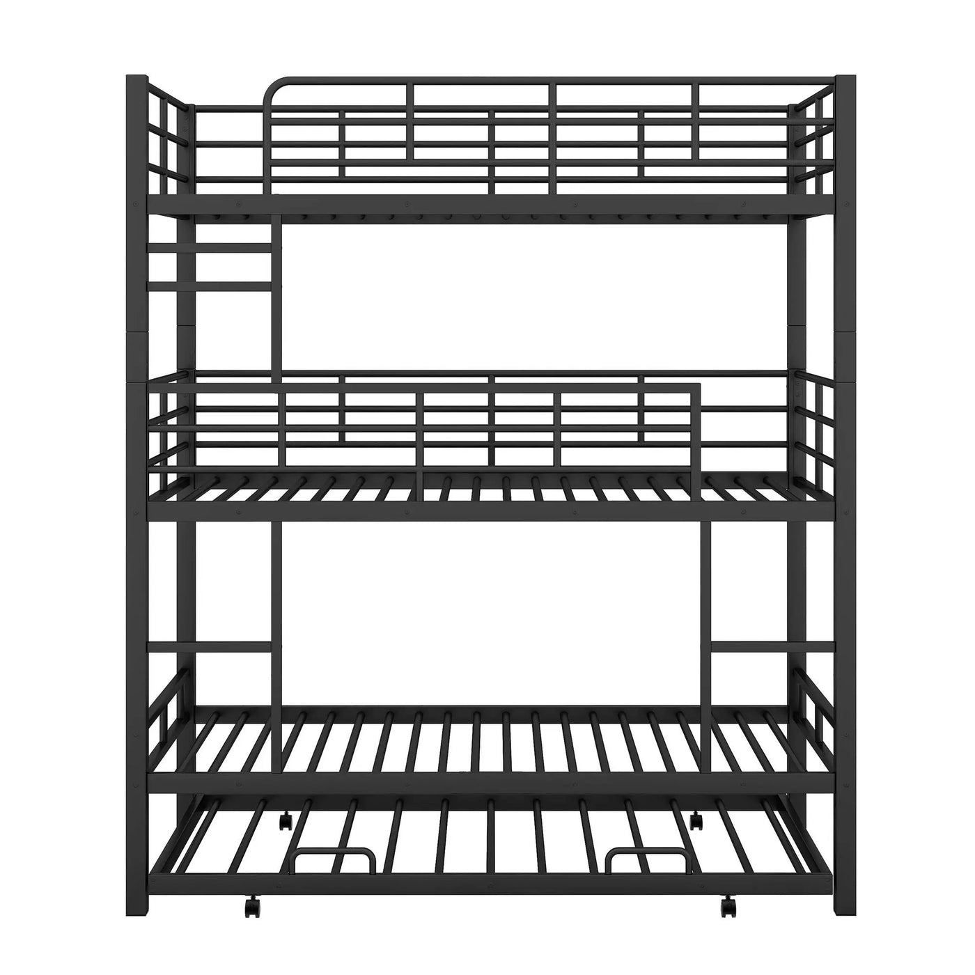 Triple Bunk Bed With Trundle, Heavy Duty Steel Construction by HouseOfZazla