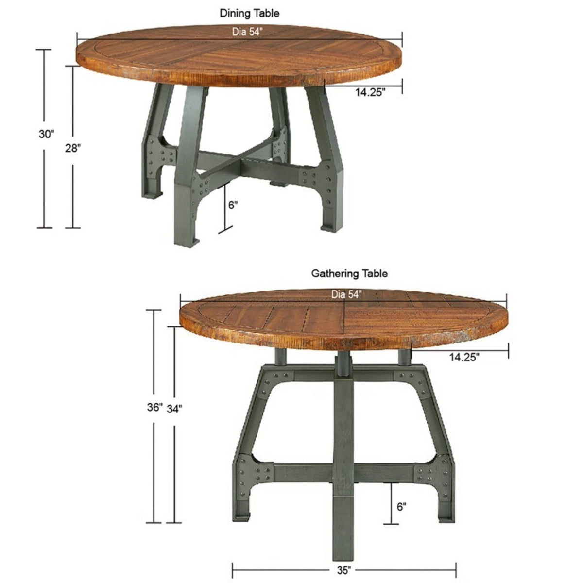 Round Dining / Gathering Table with Adjustable Height - Walnut, photo 2 of 5