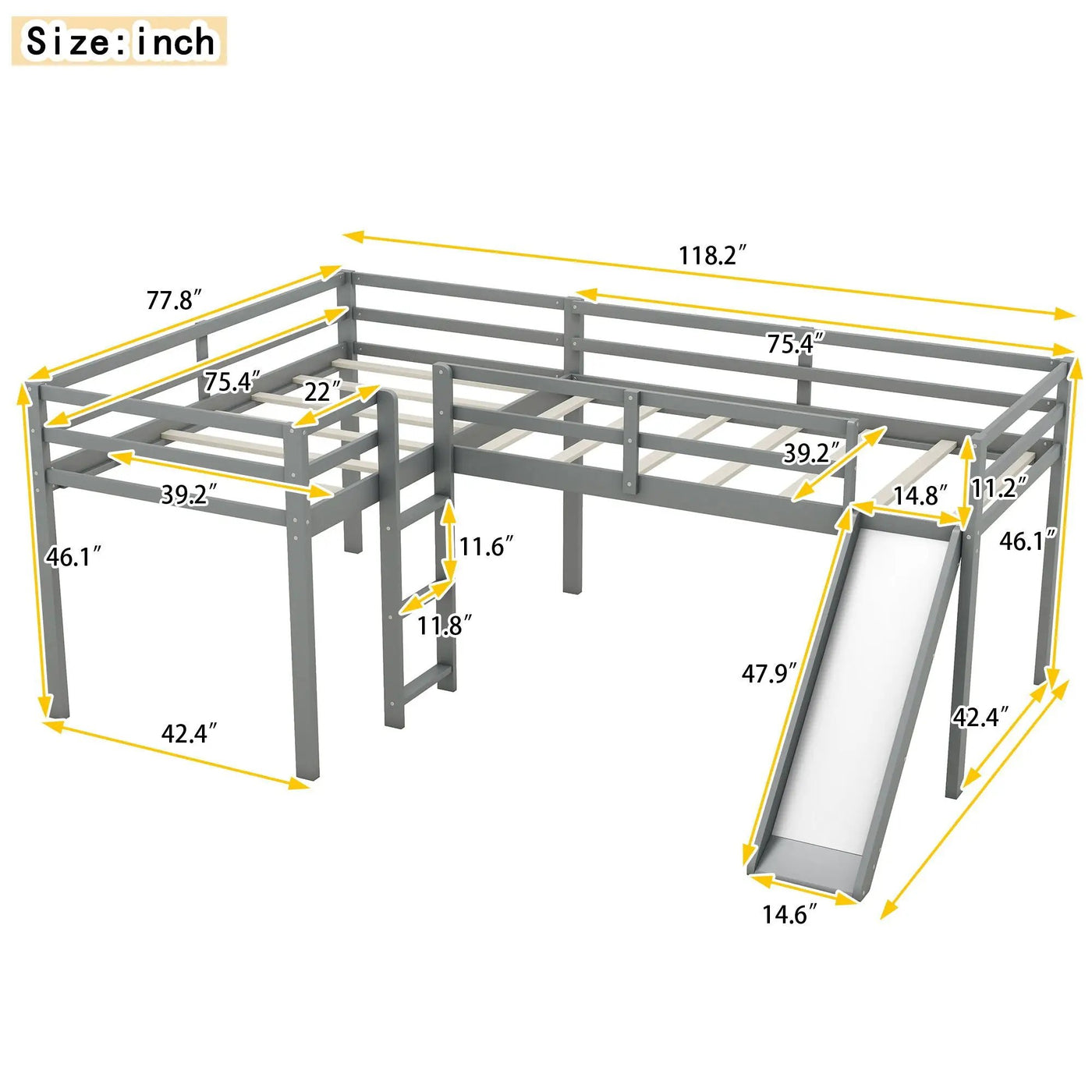 L Shaped Loft Bed With Ladder And Slide by HouseOfZazla