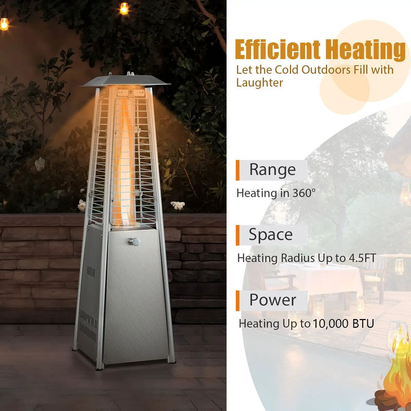 10000 BTU Portable Stainless Steel Tabletop Patio Heater with Glass Tube by DirectDeals