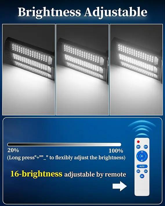 9500W Aluminum Solar Street Lights Outdoor, 500000LM High Powered Commercial Parking Lot Lights 6500K Dusk to Dawn with Remote by Outdoor Solar Outlet