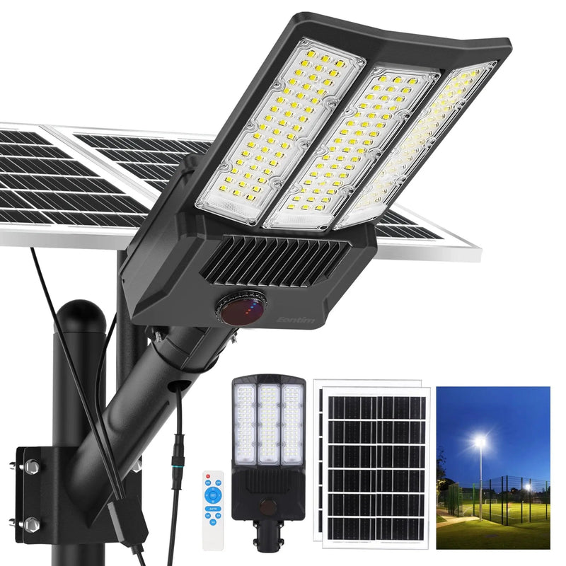 9500W Aluminum Solar Street Lights Outdoor, 500000LM High Powered Commercial Parking Lot Lights 6500K Dusk to Dawn with Remote by Outdoor Solar Outlet