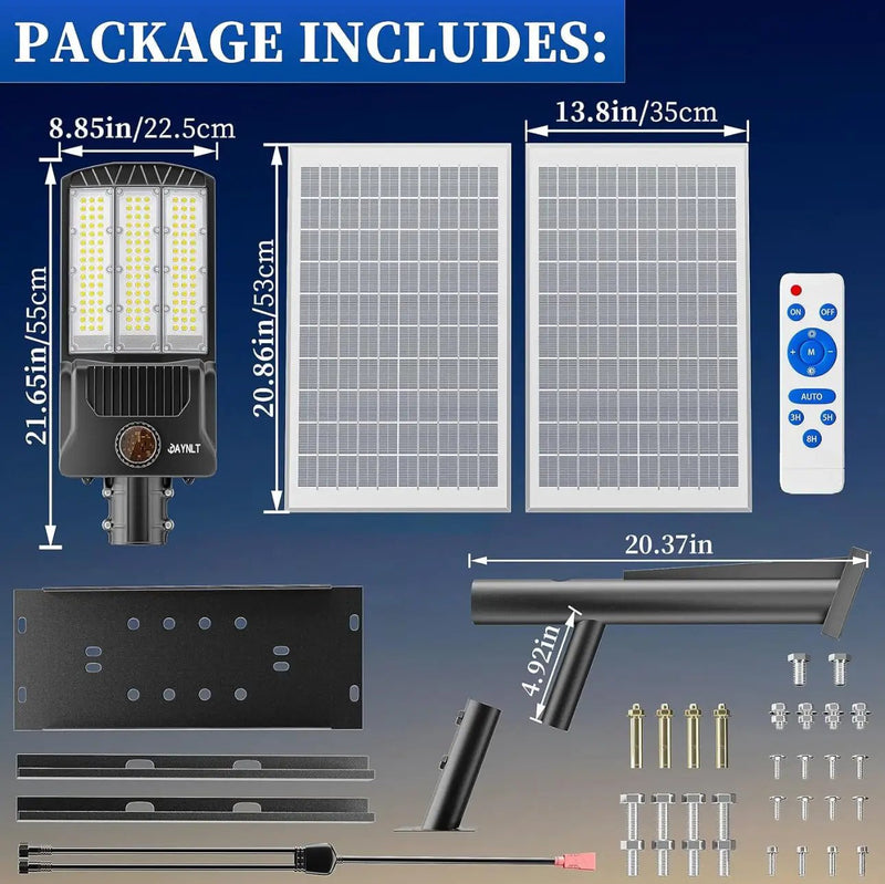 9500W Aluminum Solar Street Lights Outdoor, 500000LM High Powered Commercial Parking Lot Lights 6500K Dusk to Dawn with Remote by Outdoor Solar Outlet