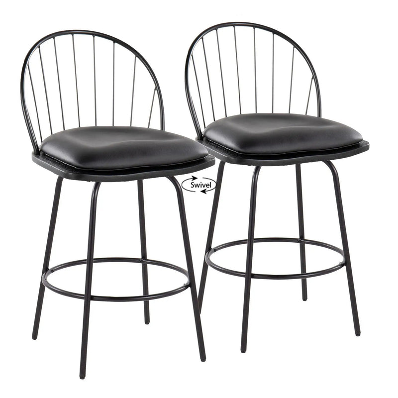 Riley - Claire Farmhouse Fixed Height Counter Stool With Swivel With Round Footrest (Set of 2) by Unique Piece Furniture