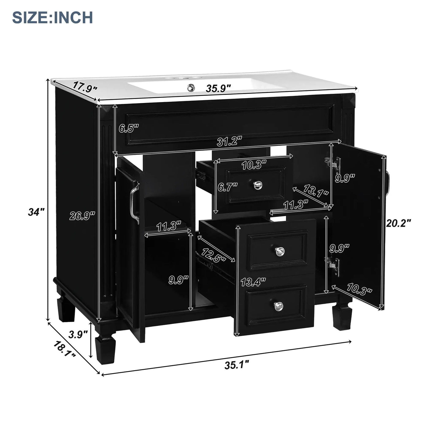 Bathroom Vanity With Top Sink and Soft-Closing Storage by HouseOfZazla