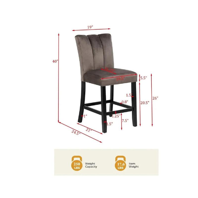 Upholstered Counter Height Chair For Dining Room (Set of 2) - Black / Brown by HouseOfZazla