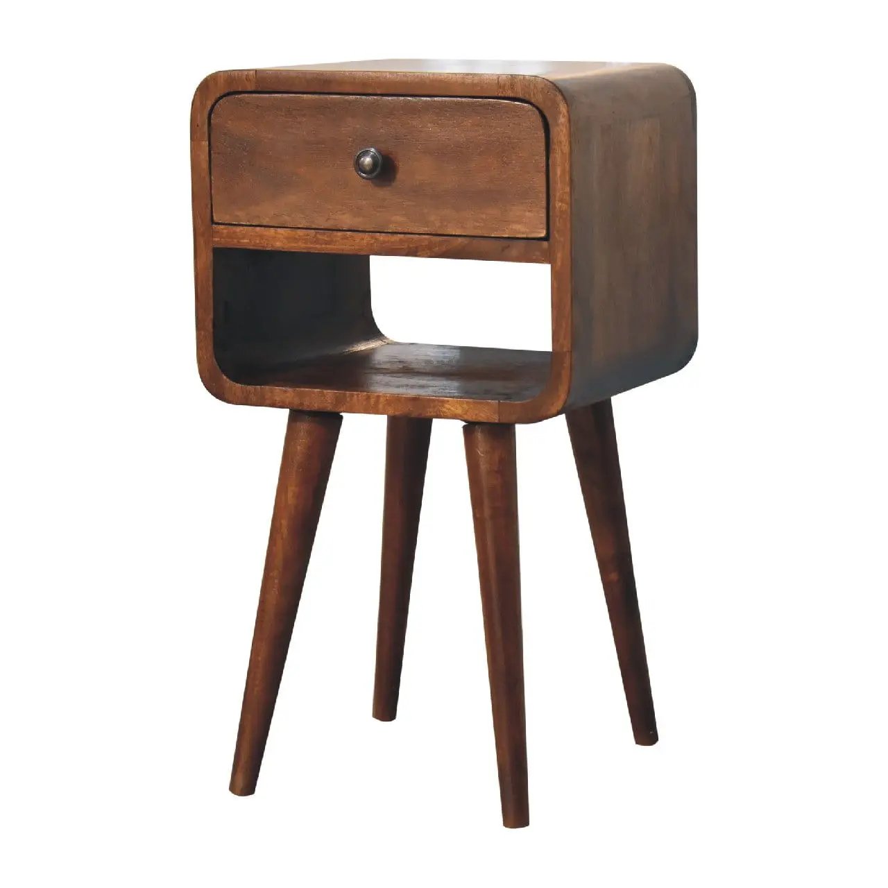 Mini Chestnut Curve Lower Bedside Nifhtstand by Unique Piece Furniture