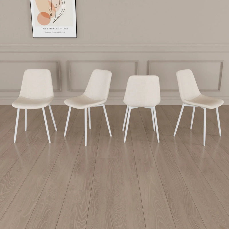 Modern Kitchen Dining Chairs (Set of 4) With Linen Padding And Sturdy Metal Legs - Beige by HouseOfZazla