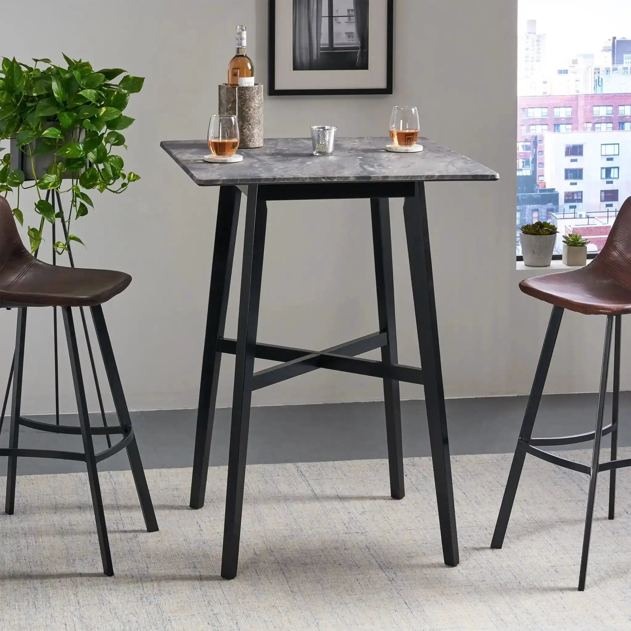 Modern Bar Height Dining Table with Rubberwood Legs and Laminate Table Top by HouseOfZazla