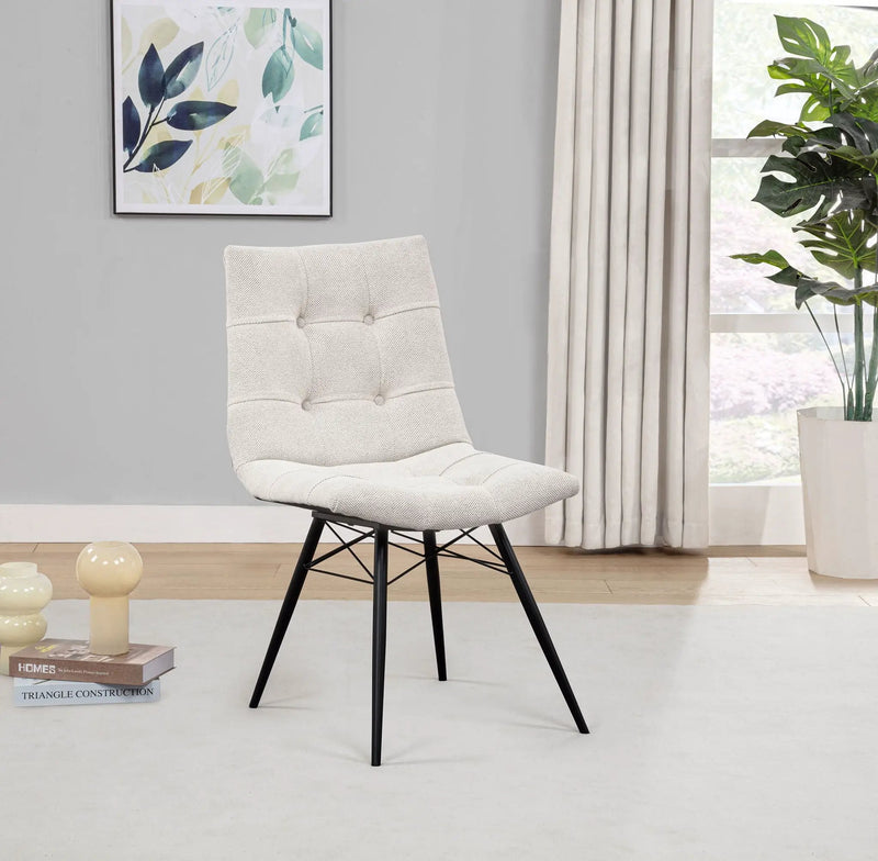 Aiken Fabric Upholstered Dining Side Chair Saddle Stone White (Set of 4) by Unique Piece Furniture