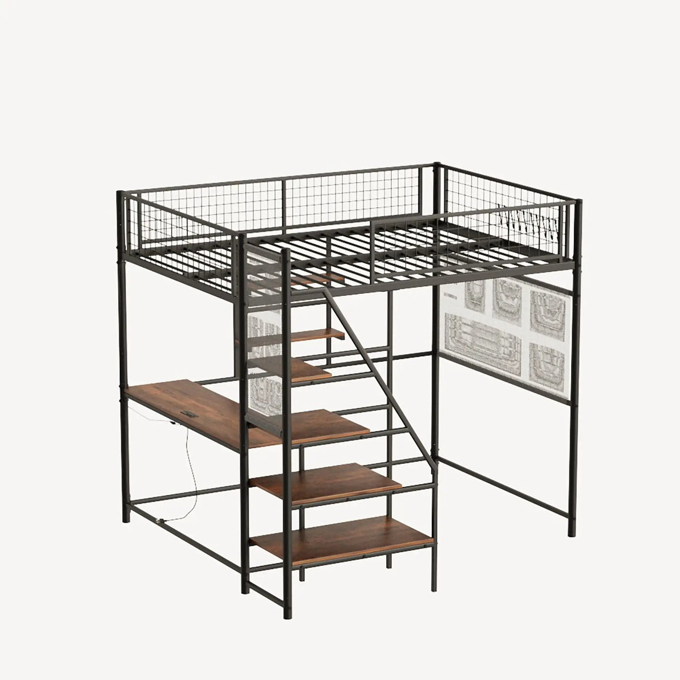 Metal Loft Bed With Built - In Charging Station And LED Light by Unique Piece Furniture