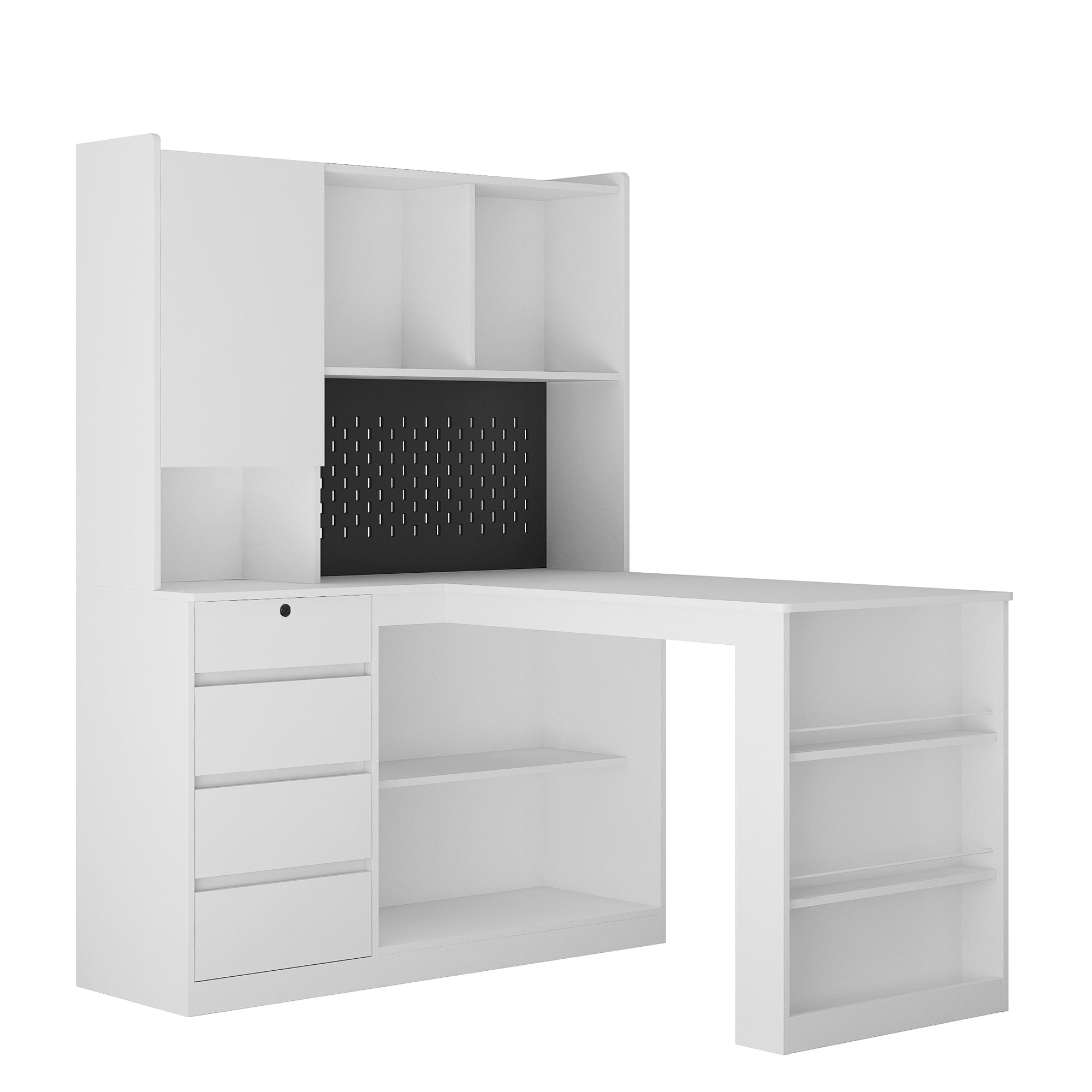 L Shaped Desk with Charger and Drawers by HouseOfZazla