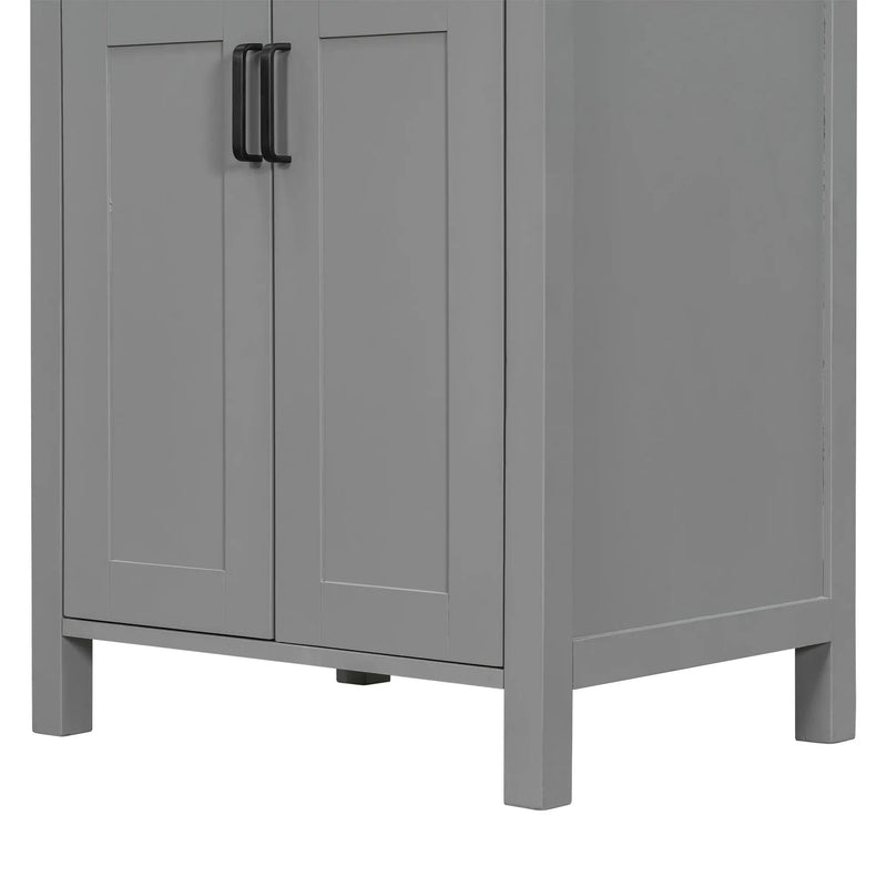 Bathroom Vanity With Ceramic Sink, Soft Close Doors, Flip Drawer, Double Layer Door Shelves by HouseOfZazla