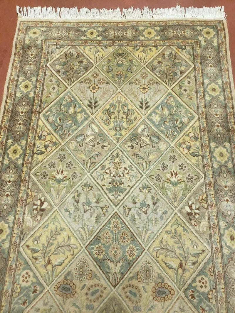 2' 7" X 9' Vintage Handmade India Floral Oriental Wool Runner Rug Hand Knotted by Jewel Rugs