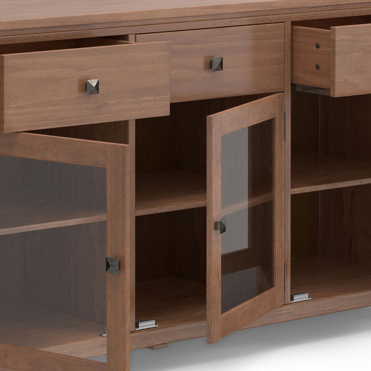 Handcrafted Sideboard Buffet with Glass Doors – Dark Brown, Light Brown, White, photo 18 of 27