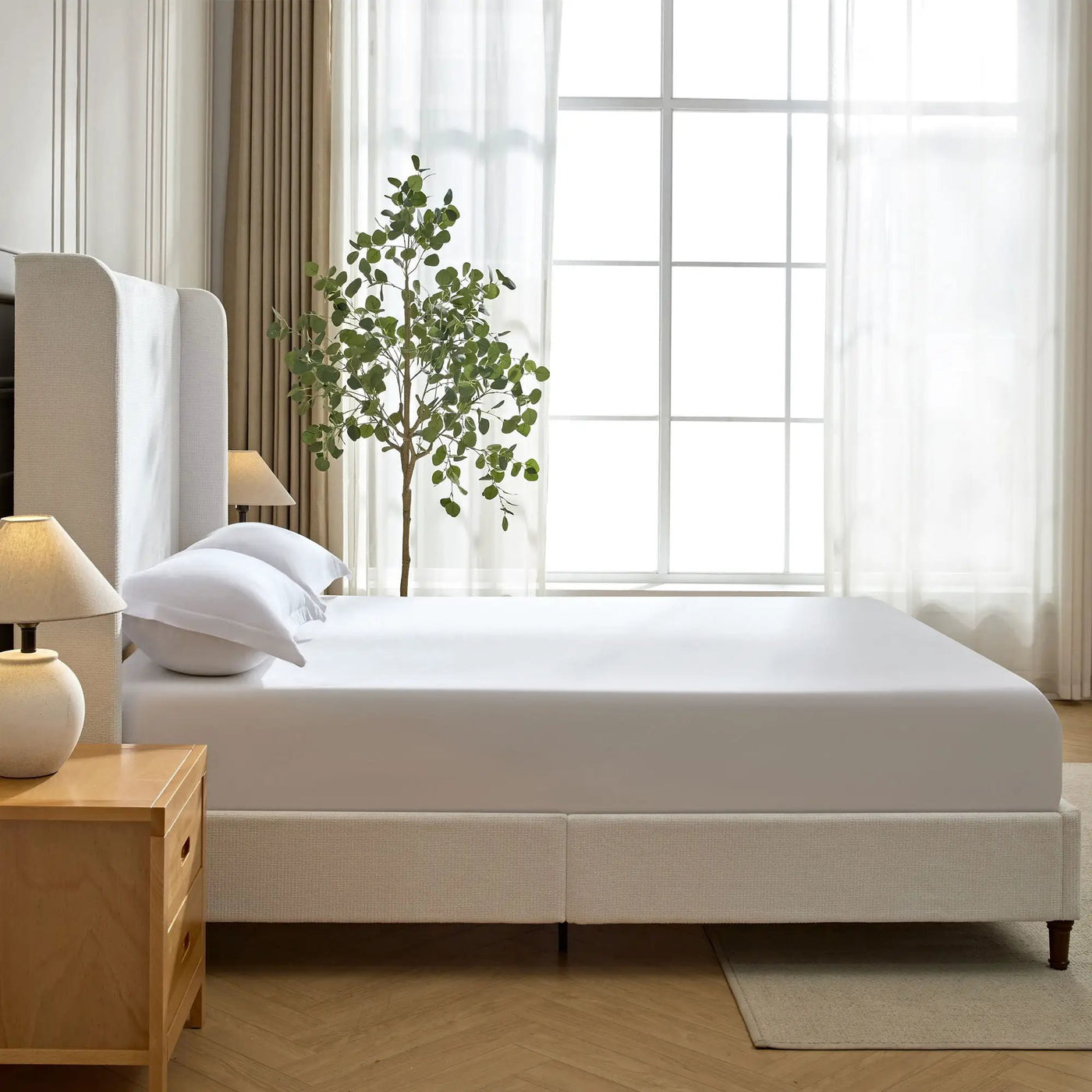 Harper - Tall Headboard Upholstered Bed / High Headboard / Elegant Simplicity / No Box Spring Needed by HouseOfZazla