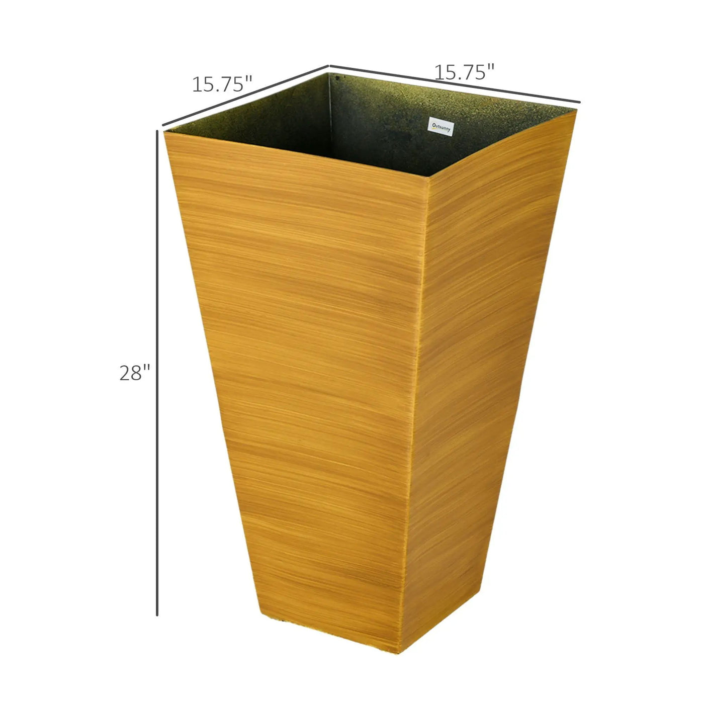 Outsunny - Outdoor Planters (Set of 3) Large Taper Planters With Drainage Holes And Plug, Faux Wood Plastic Flower Pots For Outdoor, Indoor, Garden, Patio by Unique Piece Furniture