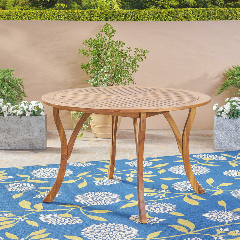 Hermosa Outdoor Acacia Wood Circular Dining Table by HouseOfZazla